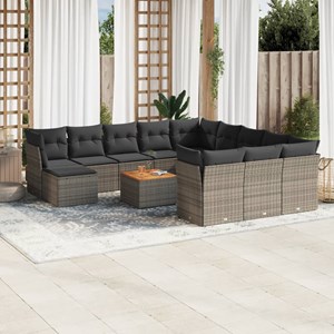 Maison exclusive - salon de jardin avec coussins 13 pcs gris résine tressée