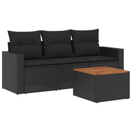 Maison exclusive - salon de jardin 4 pcs avec coussins noir résine tressée
