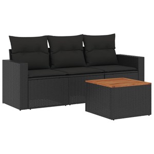 Maison exclusive - salon de jardin 4 pcs avec coussins noir résine tressée