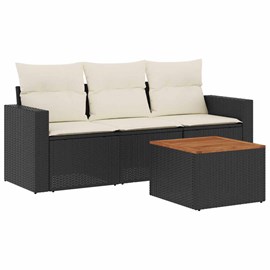 Maison exclusive - salon de jardin 4 pcs avec coussins noir résine tressée