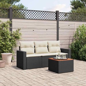 Maison exclusive - salon de jardin 4 pcs avec coussins noir résine tressée