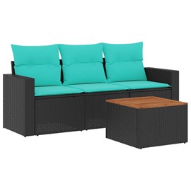 Maison exclusive - salon de jardin 4 pcs avec coussins noir résine tressée