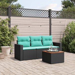 Maison exclusive - salon de jardin 4 pcs avec coussins noir résine tressée