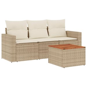 Maison exclusive - salon de jardin avec coussins 4 pcs beige résine tressée