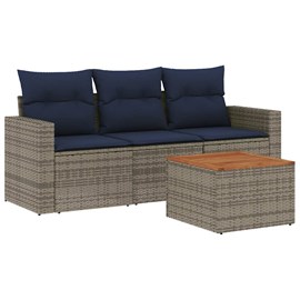 Maison exclusive - salon de jardin 4 pcs avec coussins gris résine tressée