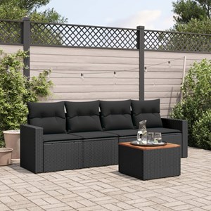 Maison exclusive - salon de jardin 5 pcs avec coussins noir résine tressée