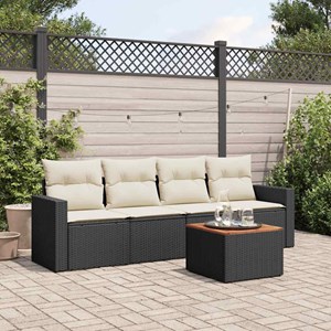 Maison exclusive - salon de jardin 5 pcs avec coussins noir résine tressée