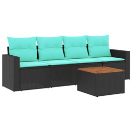 Maison exclusive - salon de jardin 5 pcs avec coussins noir résine tressée