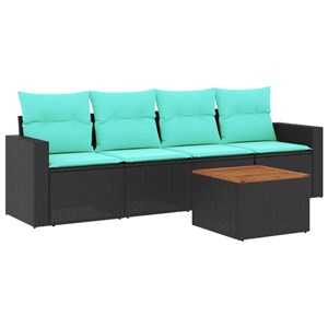 Maison exclusive - salon de jardin 5 pcs avec coussins noir résine tressée