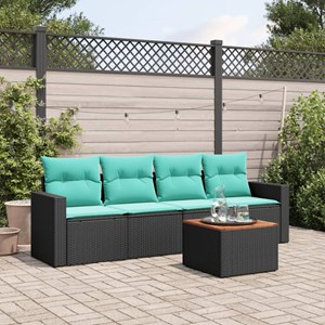 Maison exclusive - salon de jardin 5 pcs avec coussins noir résine tressée