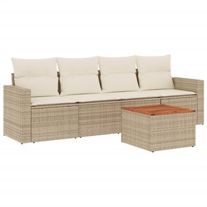 Maison exclusive - salon de jardin avec coussins 5 pcs beige résine tressée