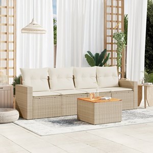 Maison exclusive - salon de jardin avec coussins 5 pcs beige résine tressée