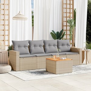 Maison exclusive - salon de jardin avec coussins 5pcs mélange beige résine tress