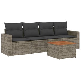 Maison exclusive - salon de jardin 5 pcs avec coussins gris résine tressée