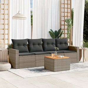 Maison exclusive - salon de jardin 5 pcs avec coussins gris résine tressée