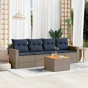 Maison exclusive - salon de jardin 5 pcs avec coussins gris résine tressée