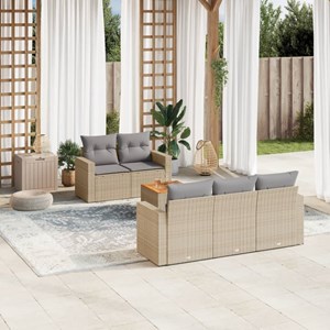 Maison exclusive - salon de jardin avec coussins 6pcs mélange beige résine tress