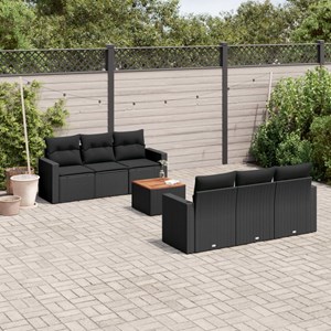 Maison exclusive - salon de jardin 7 pcs avec coussins noir résine tressée