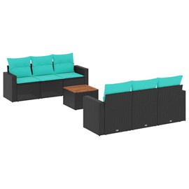 Maison exclusive - salon de jardin 7 pcs avec coussins noir résine tressée