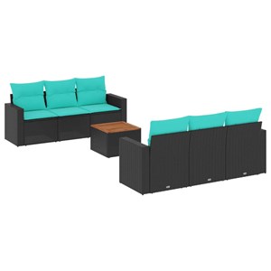 Maison exclusive - salon de jardin 7 pcs avec coussins noir résine tressée