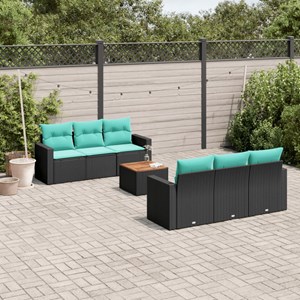 Maison exclusive - salon de jardin 7 pcs avec coussins noir résine tressée