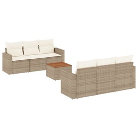 Maison exclusive - salon de jardin avec coussins 7 pcs beige résine tressée