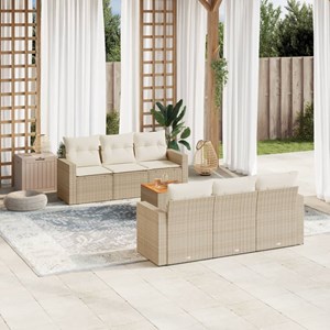 Maison exclusive - salon de jardin avec coussins 7 pcs beige résine tressée