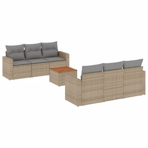 Maison exclusive - salon de jardin avec coussins 7pcs mélange beige résine tress