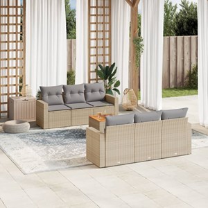 Maison exclusive - salon de jardin avec coussins 7pcs mélange beige résine tress