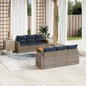 Maison exclusive - salon de jardin 7 pcs avec coussins gris résine tressée