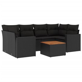Maison exclusive - salon de jardin 7 pcs avec coussins noir résine tressée