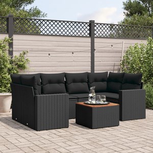 Maison exclusive - salon de jardin 7 pcs avec coussins noir résine tressée