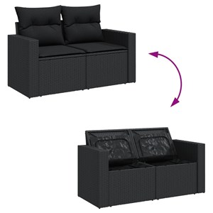 Maison exclusive - salon de jardin 7 pcs avec coussins noir résine tressée