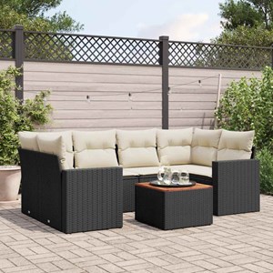 Maison exclusive - salon de jardin 7 pcs avec coussins noir résine tressée