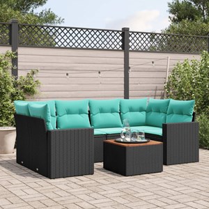 Maison exclusive - salon de jardin 7 pcs avec coussins noir résine tressée
