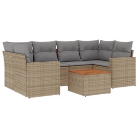 Maison exclusive - salon de jardin avec coussins 7pcs mélange beige résine tress