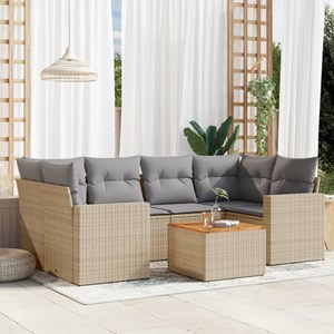 Maison exclusive - salon de jardin avec coussins 7pcs mélange beige résine tress