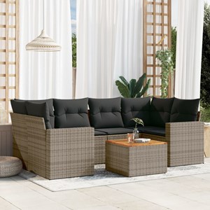 Maison exclusive - salon de jardin avec coussins 7 pcs gris résine tressée