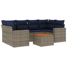 Maison exclusive - salon de jardin 7 pcs avec coussins gris résine tressée