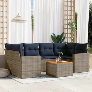 Maison exclusive - salon de jardin 7 pcs avec coussins gris résine tressée