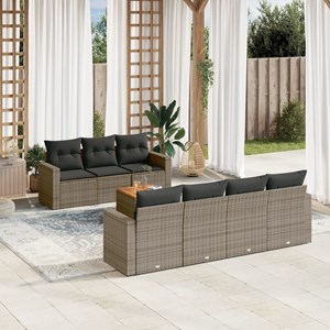 Maison exclusive - salon de jardin 8 pcs avec coussins gris résine tressée