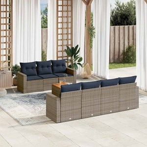 Maison exclusive - salon de jardin 8 pcs avec coussins gris résine tressée