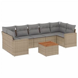 Maison exclusive - salon de jardin avec coussins 8pcs mélange beige résine tress