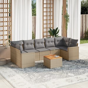 Maison exclusive - salon de jardin avec coussins 8pcs mélange beige résine tress