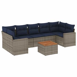 Maison exclusive - salon de jardin 8 pcs avec coussins gris résine tressée