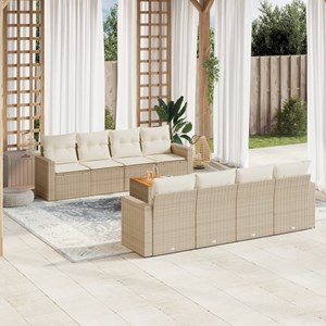 Maison exclusive - salon de jardin avec coussins 9 pcs beige résine tressée