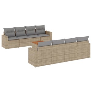 Maison exclusive - salon de jardin avec coussins 9pcs mélange beige résine tress