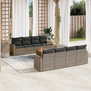 Maison exclusive - salon de jardin 9 pcs avec coussins gris résine tressée