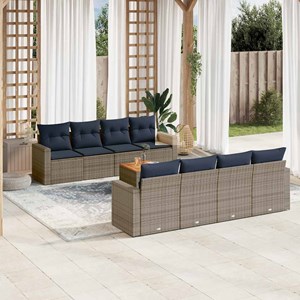 Maison exclusive - salon de jardin 9 pcs avec coussins gris résine tressée