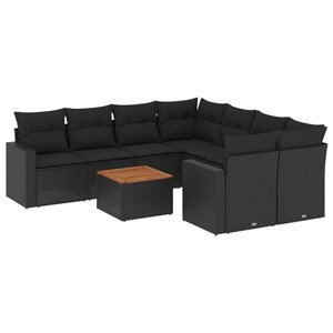 Maison exclusive - salon de jardin 9 pcs avec coussins noir résine tressée